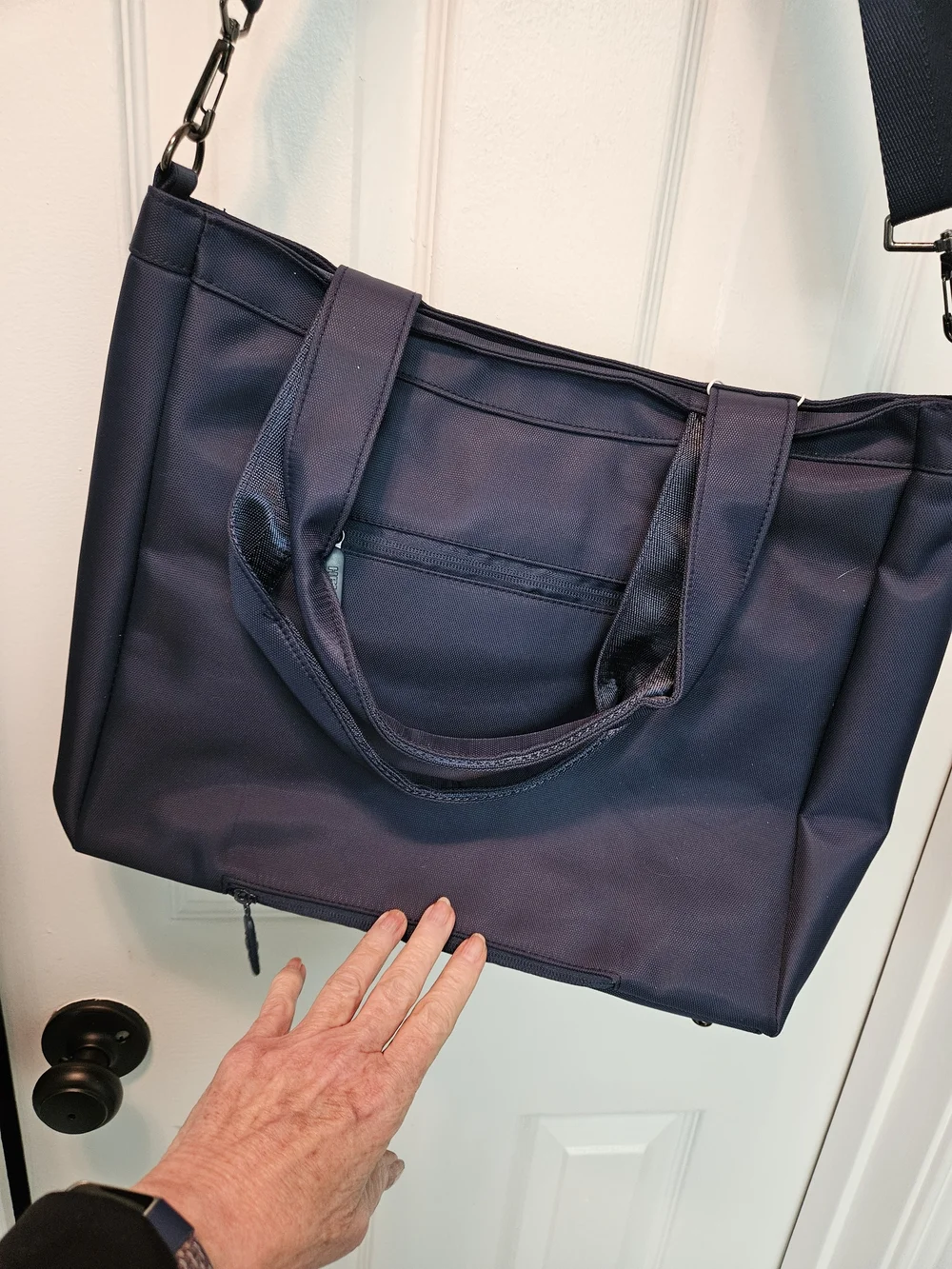 Navy Crossbody Laptop Tablet Tote Bag - RFID Shield